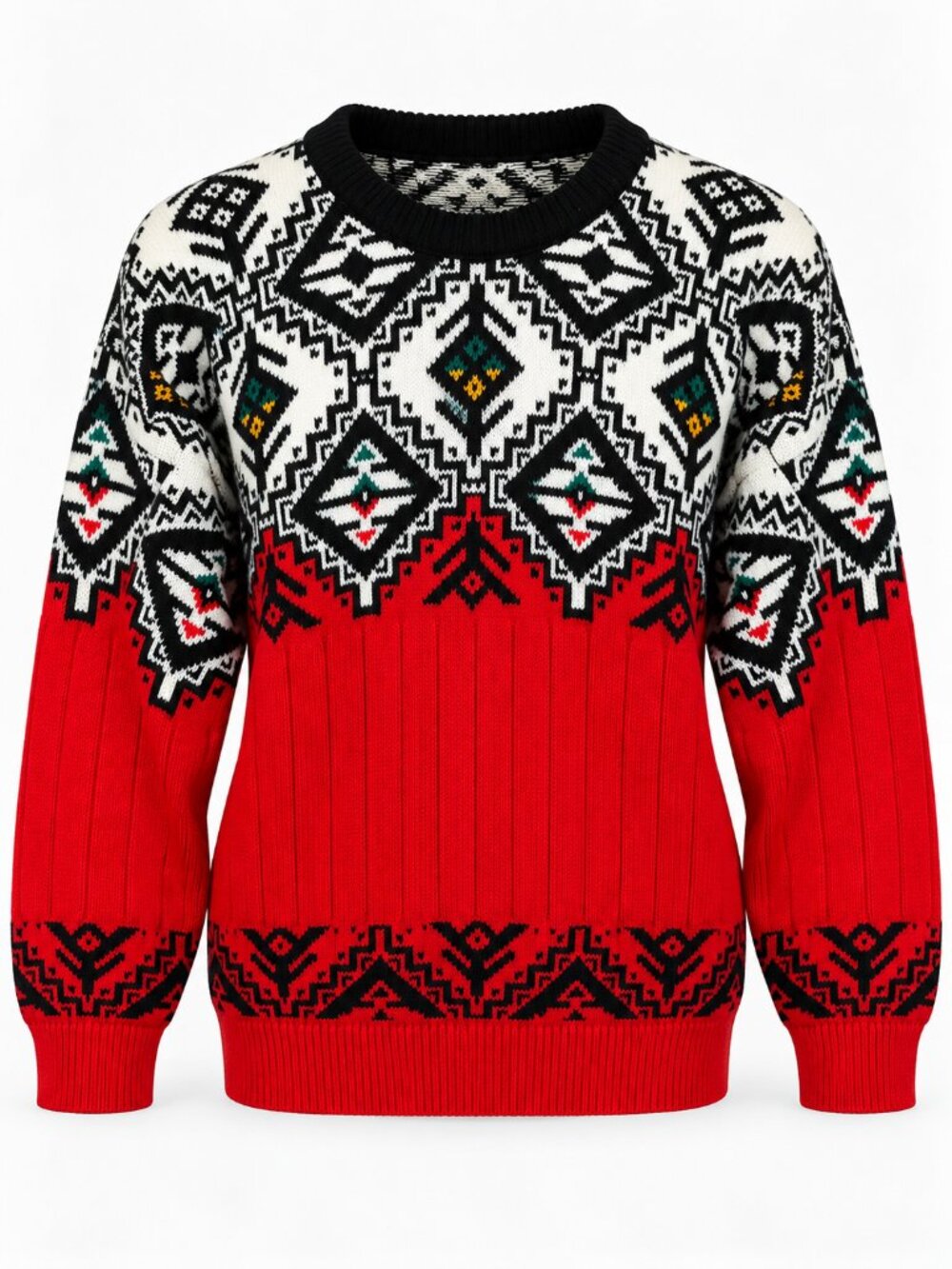 Brights Creek Vintage 80s 90s Fair Isle Grandpa Sweater Red Geometric M